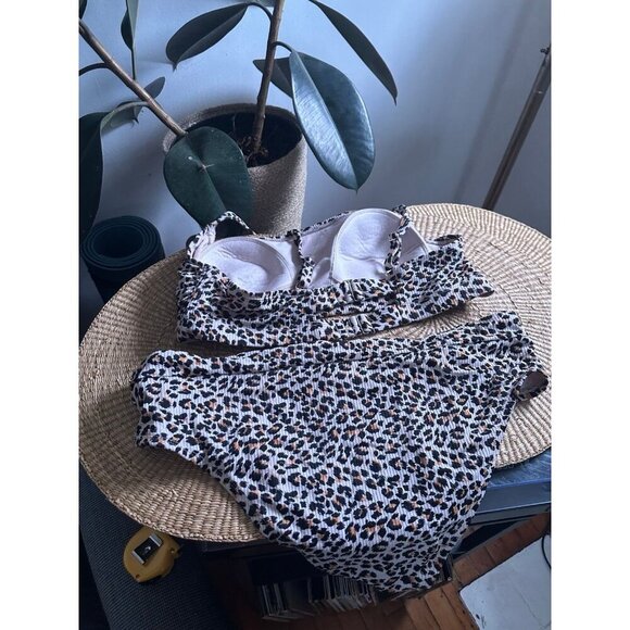 Xhilaration women’s size 16w/ 18w cheetah print two piece bathing suit - Picture 5 of 8